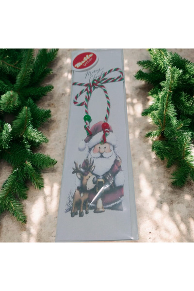 Yıldız İskandinav (5 قطع) علامة كتاب بتصميم عيد الميلاد مع سوار - نمط سانتا كلوز والغزلان، علامة كتاب هدية