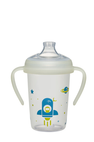 Nip زجاجة تدريب للأطفال مزودة بفوهة عريضة مانعة للتسرب، تضيء في الظلام - 270 مل