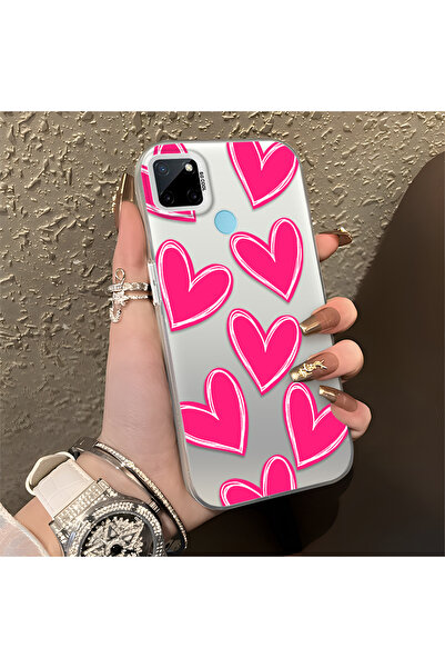 ucuc حافظة مضادة للسقوط من السيليكون المتوافقة مع هاتف Realme C21Y/C25Y بنمط قلب