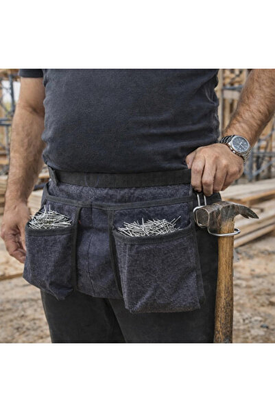 evimdeyokyok Thick and Soft Denim Four-Pocket Denim Cutting Nail Apron