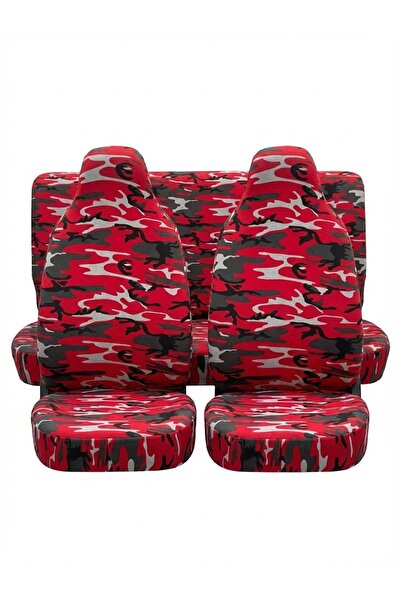 Vemaks Oto Aksesuar غطاء مقعد السيارة بنمط التمويه الأحمر