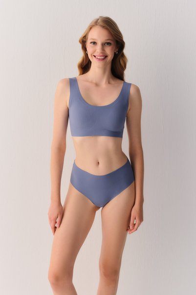 SUWEN Softly Secret Invisible Laser Cut Non-Marking High Waist Rib Slip Panties