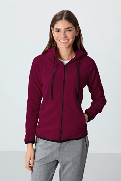 TOMMY LIFE Erguvan Thick Soft Textured cu glugă Standard Fit Brodat Fleece pentru femei Swea tricou -97287