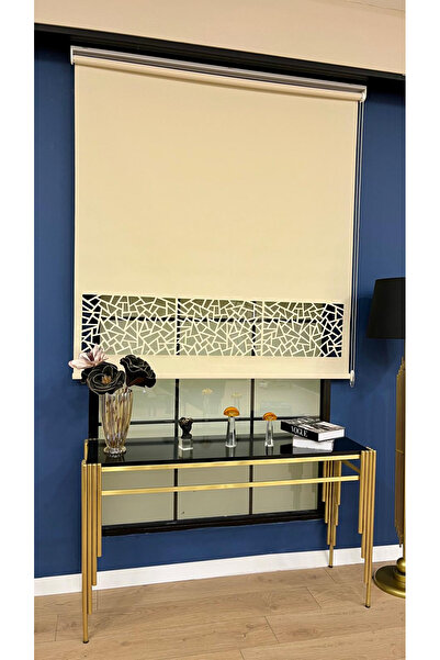 EYMENS HOME EYM320 Lazer Kesim Stor Perde Koyu Krem Renk