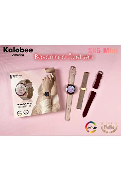 KALOBEE SK-6 MİNİ Süper Amoled Akıllı Saat 3 Kordon