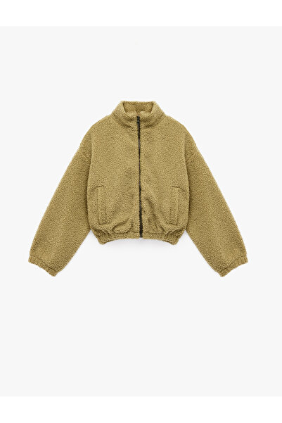 Koton Jachetă din lână supradimensionat cu mânecă lungă și buzunar cu închide...