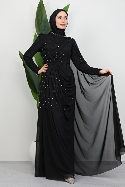 GİYZAMİLA İlke Tulle Evening Dress Black