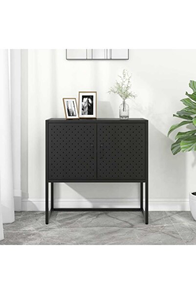 vidaxl خزانة جانبية سوداء 75×35×75 سم من الفولاذ