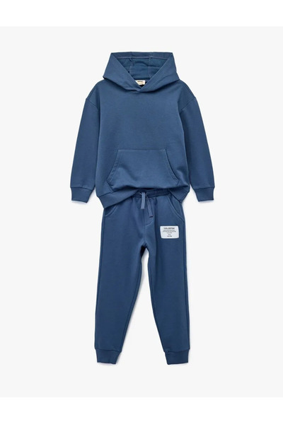 Koton Kids Boys' Long Sleeve Hooded Basic Fleece-Lined Tracksuit Set