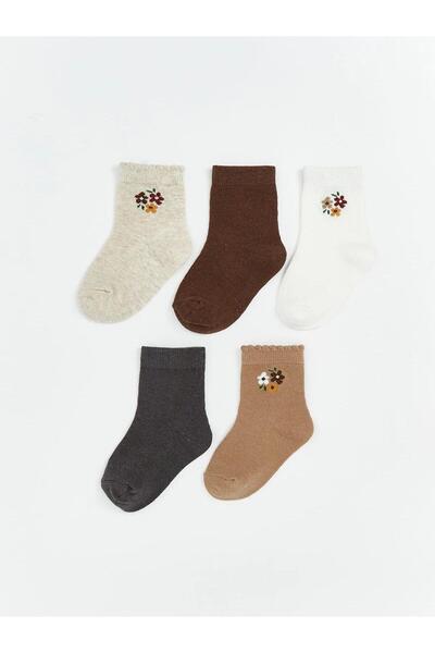 LC Waikiki Floral Baby Girl Socks 5-Piece Set (W5)