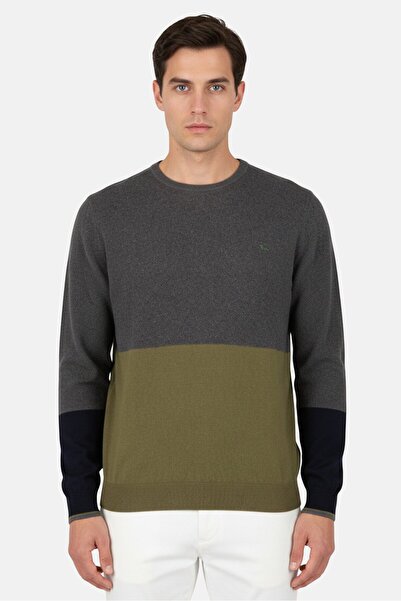 Harmont & Blaine كنزة رجالية برقبة دائرية بلونين، متعددة الألوان