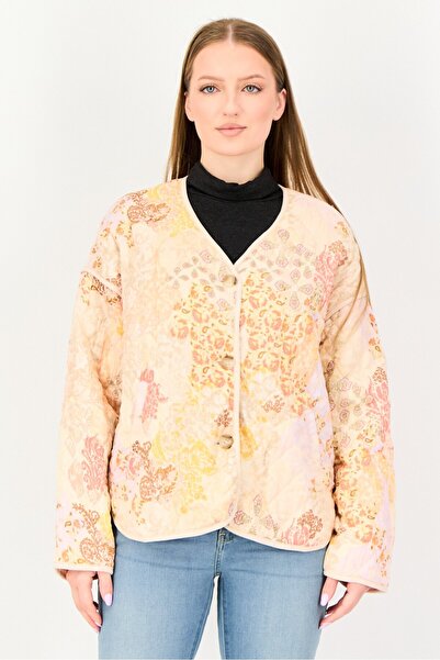 Reserved Women Floral Print Quilted Jacket, Multicolor