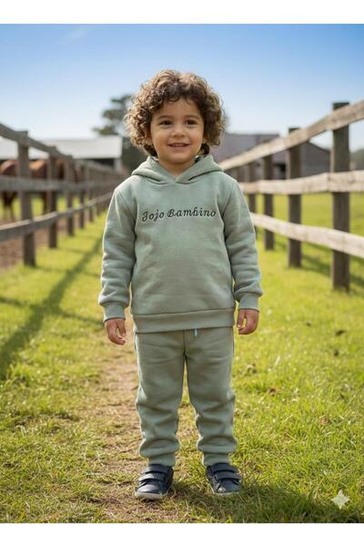 JOJOBAMBİNO طقم رياضي للأطفال مكون من ثلاث خيوط من الصوف السميك الحراري Ka بغ...