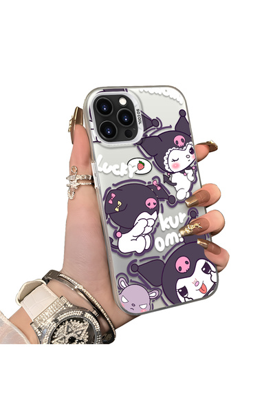 ucuc iPhone 16 Pro Max Compatible Protective Silicone Edge Acrylic Back Kurom...