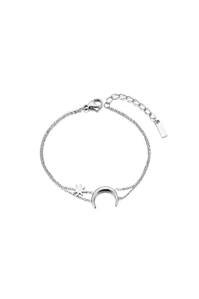 Choice B25149P Minimalism Thin Chain Moon Star Charm Bracelet Stainless Steel Female Adjustable Link Stacke