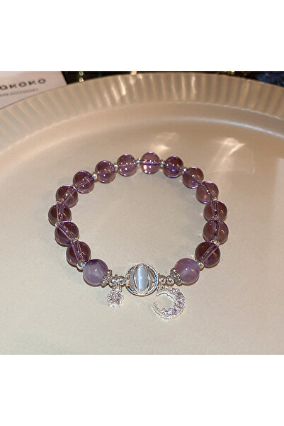 Choice سوار من الحجر الأرجواني والكريستال الوردي الطبيعي، سوار طاقة ريكي للنساء