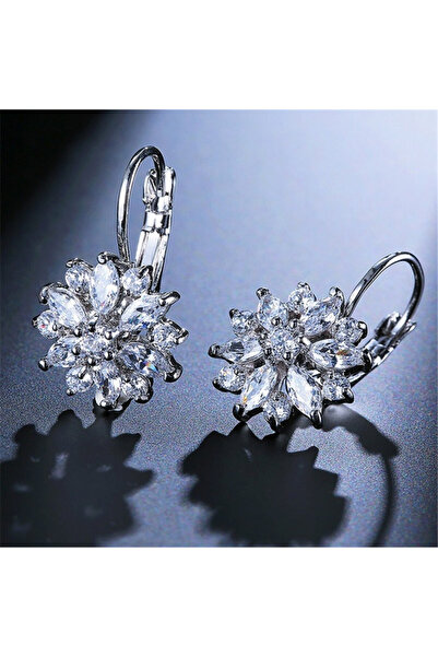 Choice C359-1 أقراط حلقية صغيرة لطيفة على شكل ندفة ثلج مرصعة بحجر الزركونيا ا...