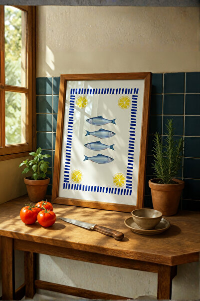 fuart.co Limonlu Balıklar Deniz Canlıları Mutfak Posteri, Çerçevesiz Poster, ...
