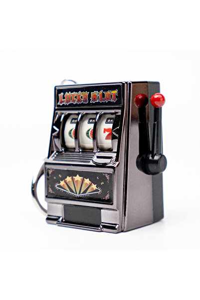 Choice سلسلة مفاتيح سوداء صغيرة محمولة على شكل ماكينة قمار فواكه، قطعة واحدة، قلادة لعبة حظ كلاسيكية للبالغين