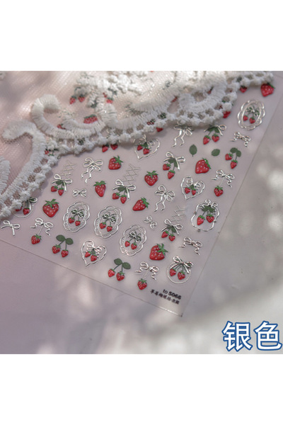 Choice 1pcs Fresh Sweet Fruits Strawberry Cherry Bowknot Love Heart Lemon 5D Nail Art Stickers Self Adhesiv