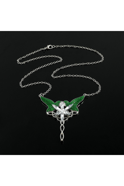 Choice قلادة أروين إيفنستار المطلية بالفضة العتيقة - قلادة طويلة على شكل ورقة...