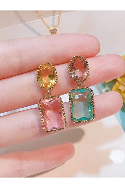 Choice أقراط جديدة ملونة لعام 2024، أقراط متدلية جميلة من حجر الكريستال البار...