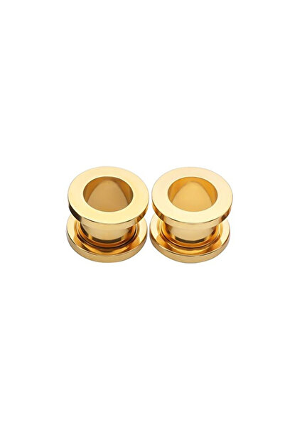 Choice Geometric Ears 18mm Gold Color 2pcs Stainless Steel 2～20mm Screw Ear Tunnels Plugs Expander Gauges