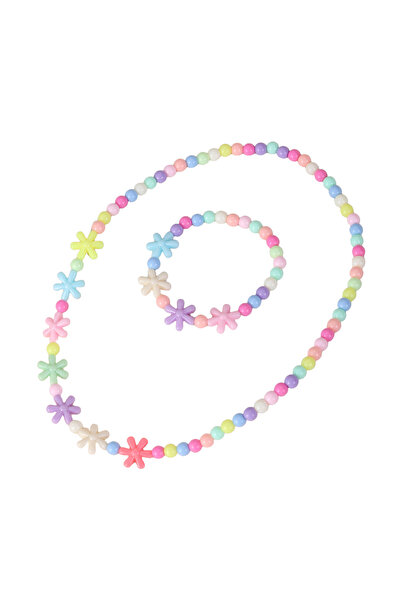 Choice 2pcs Colorful Flower Girls Jewelry Set Toddler Choker Necklace Bracelet Accessory Little Girls Gift