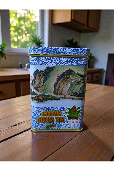 Hureggo Vintage''Chına Green Tea'' Decorative Tinplate Tea Can & 13X9X9 cm