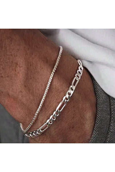 Choice طقم أساور رجالية بسيطة مطلية بالذهب والفضة، قطعتان، ASL70280، مناسبة ل...