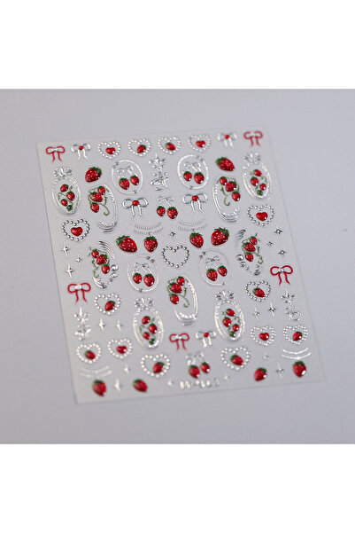 Choice 1pcs Fresh Sweet Fruits Strawberry Cherry Bowknot Love Heart Lemon 5D Nail Art Stickers Self Adhesiv