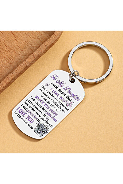 Choice هدية فضية من الأم لابنتها، سلسلة مفاتيح تحمل عبارة "حب الابنة"، هدية عيد ميلاد للابنة البالغة.
