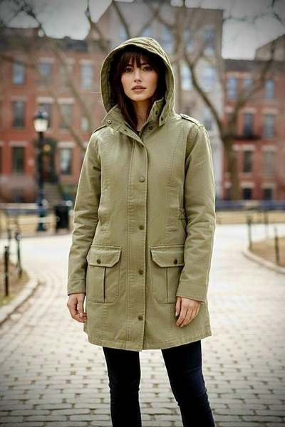 Pitti Women's Gabardine Light Green Khaki Fleece Lined Coat 70326..