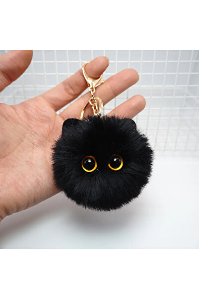 Choice سلسلة مفاتيح سوداء لطيفة على شكل قطة من القطيفة على شكل دمية كرتونية لعبة قلادة مفاتيح للنساء والفتيات حقيبة زينة مفتاح السيارة
