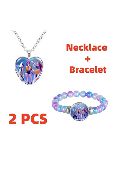 Choice قطعتان - طقم مجوهرات Kpop Demon Hunters مكون من قطعتين، قلادة وسوار أن...