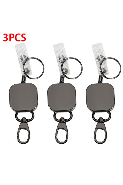 Choice 3pcs with hook Heavy Duty Retractable Metal Wire Keychain Pull Badge R...
