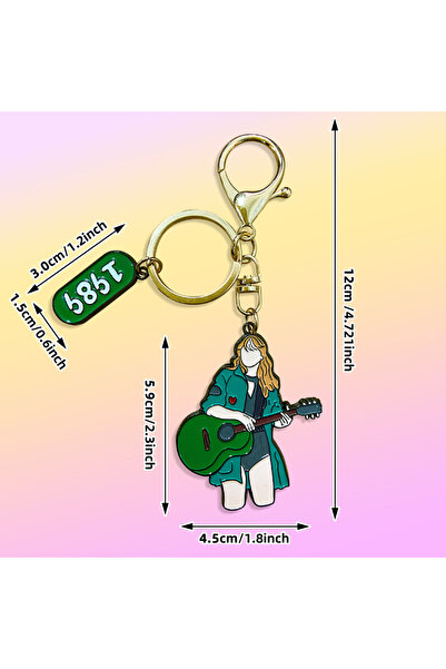 Choice StyleA Taylor Swift Keychain Lovely 1989 Rock Girl Metal Guitar Pendant Fans Collection for Men Wome