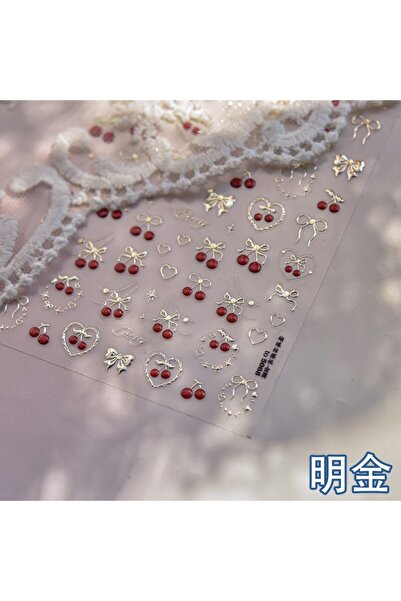 Choice 1pcs Fresh Sweet Fruits Strawberry Cherry Bowknot Love Heart Lemon 5D Nail Art Stickers Self Adhesiv