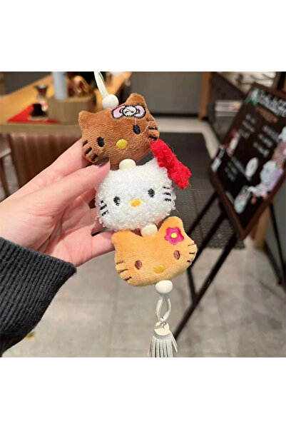 Miniso سلسلة مفاتيح هيلو كيتي القطيفة KT1، لعبة أطفال لطيفة من الأنمي، قلادة سلسلة مفاتيح لطيفة للنساء، حقيبة سيارة