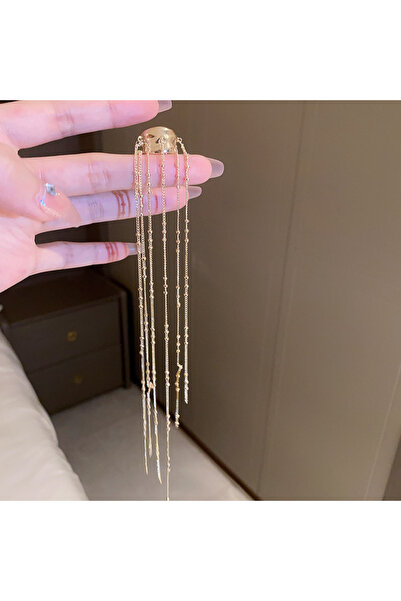 Choice Golden tassel Irregular Metallic C-shaped Clip Earrings for Women Long...