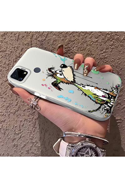 Hontinga حافظة هاتف متوافقة مع هاتف Realme C15 ذات ظهر صلب ومضادة للسقوط للقط...