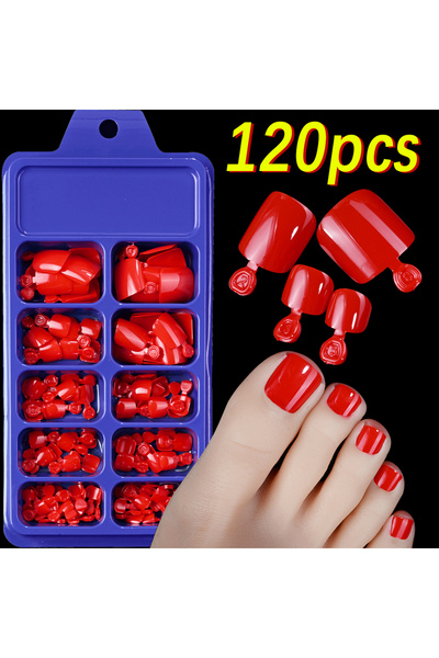 Choice TD247-1 120Pcs Glossy Black Press On Toenails Short Square Full Cover Fake Toenail Tips for Summer W