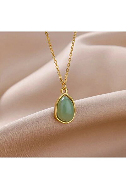 Choice قلادة بيضاوية الشكل من حجر الأوبال للنساء، مصنوعة من الفولاذ المقاوم ل...