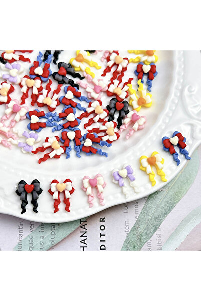 Choice Mixed 30PCS 30pcs Macaron Colors Heart Bow Nail Art Decoration Double ...