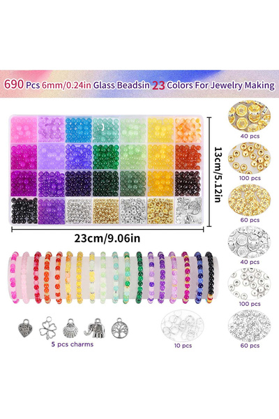 Choice 1set 1105pcs 23 Assorted Colors Glass Beads Mixed Craft Beads Jewelry Making Supplies for DIY Bracel