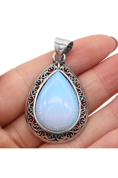 Choice قلادة قطرات الماء من حجر الأوبال الطبيعي الكريستالي، مطلية بالكهرباء، مصنوعة من سبيكة معدنية، مرصعة بحجر عين النمر، الجمشت، الكوارتز، وأذن البحر.