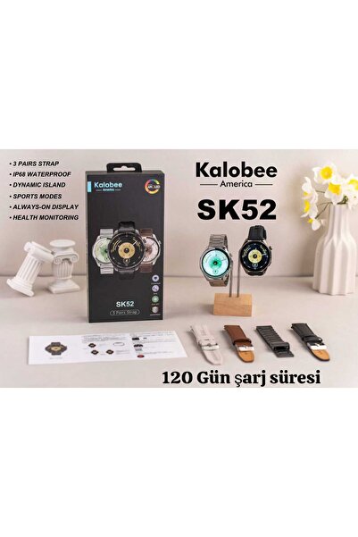 KALOBEE SK-52 PRO Süper Amoled Akıllı Saat 3 Kordon