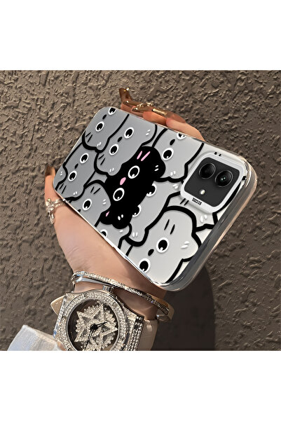 ucuc Samsung Galaxy A03 Compatible Silicone Edge Acrylic Back Sweet Cat Prote...