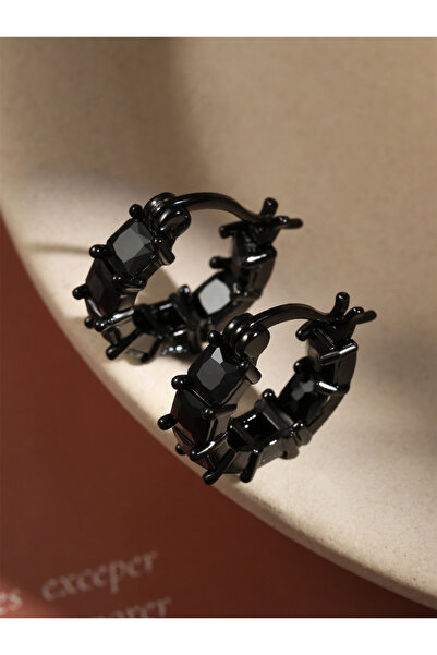 Choice أقراط زاكول سوداء بتصميم كوري عصري مرصعة بالزركون الأسود، أقراط مربعة لامعة مرصعة بالكريستال، هدية مجوهرات