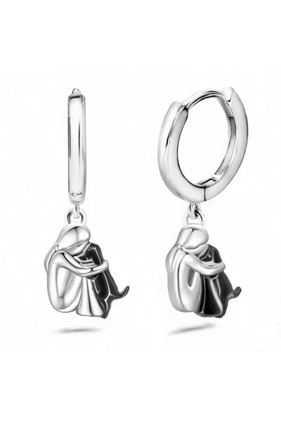 Choice 2 أقراط أنيقة ثنائية اللون من الذهب والفضة للنساء مع قلادة وكلب، أقراط...